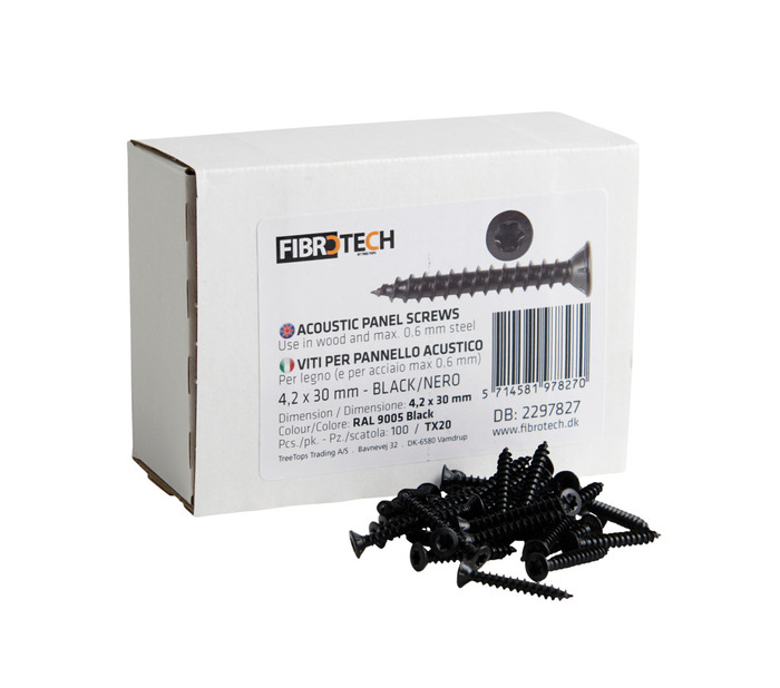 Panelskruv TX20 4,2 x 30 mm Svart 100-pack Fibrotech